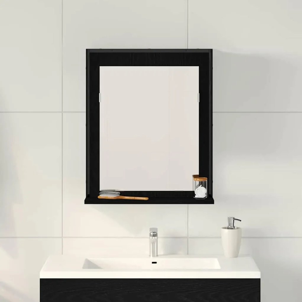 vidaXL Καθρέφτης Μπάνιου Μαύρη δρυς 50 x 12 x 60 εκ Επεξεργασμένο ξύλο