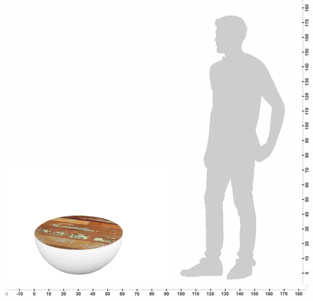 Τραπεζάκι Σαλονιού Ημισφαιρικό 60x60x30 εκ. Ανακυκλωμένο Ξύλο - Λευκό