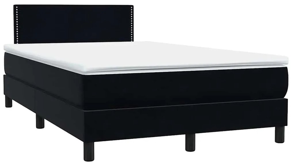 vidaXL Κρεβάτι Boxspring με Στρώμα Μαύρο 1120x210 εκ. Βελούδινο