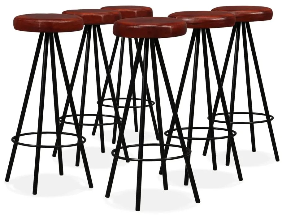 vidaXL Σετ Επίπλων Μπαρ 7 Τεμαχίων Μασίφ Ξύλο Ακακίας / Γνήσιο Δέρμα