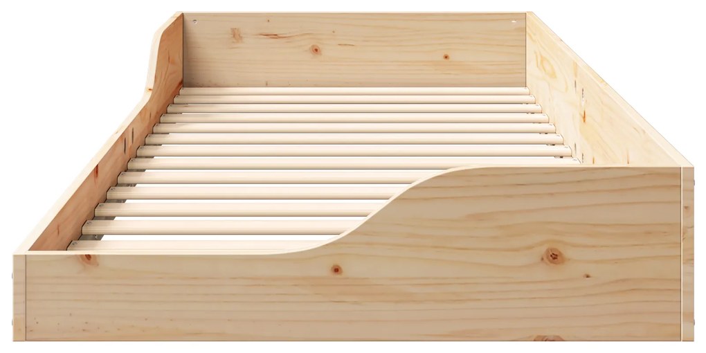 vidaXL Κρεβάτι δαπέδου Καφέ 100 x 220 cm Μασίφ ξύλο πεύκου