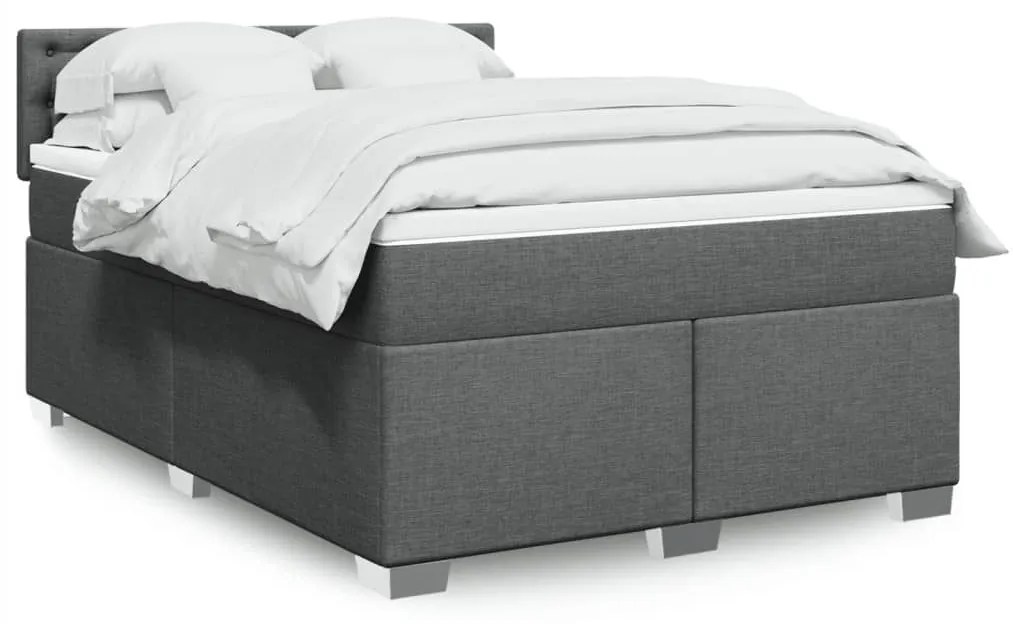 ΚΡΕΒΑΤΙ BOXSPRING ΜΕ ΣΤΡΩΜΑ ΣΚΟΥΡΟ ΓΚΡΙ 160X200 ΕΚ ΥΦΑΣΜΑΤΙΝΟ 3288254