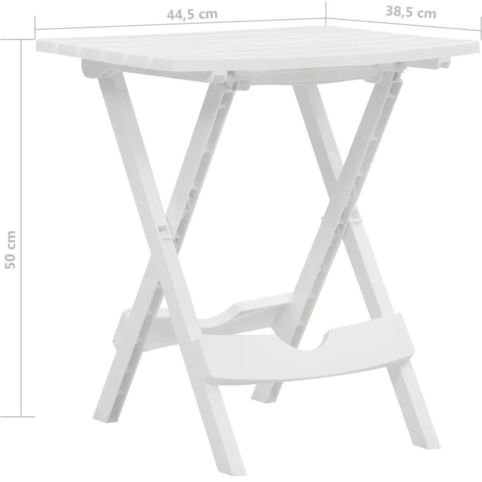 vidaXL Τραπέζι Κήπου Πτυσσόμενο Λευκό 45,5 x 38,5 x 50 εκ.
