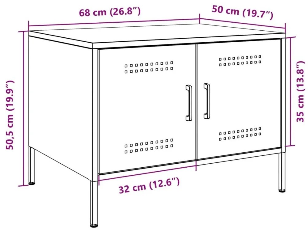 Τραπεζάκι Σαλονιού Πράσινο Λαδί 68x50x50,5 εκ. από Ατσάλι - Πράσινο