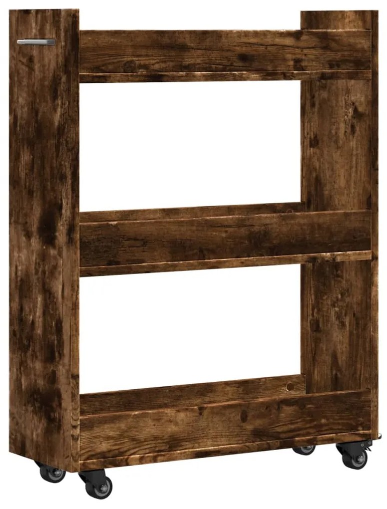 vidaXL Έπιπλο με Ρόδες Καπνιστή Δρυς 60x22x79 εκ. Επεξεργασμένο Ξύλο