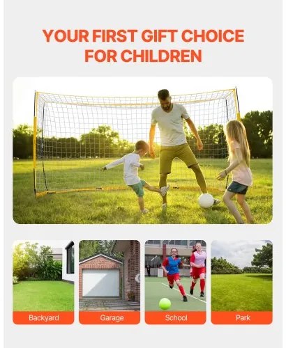 VEVOR 12x6 ft Portable Soccer Goal Kids Soccer Net Carry Bag Backyard Training