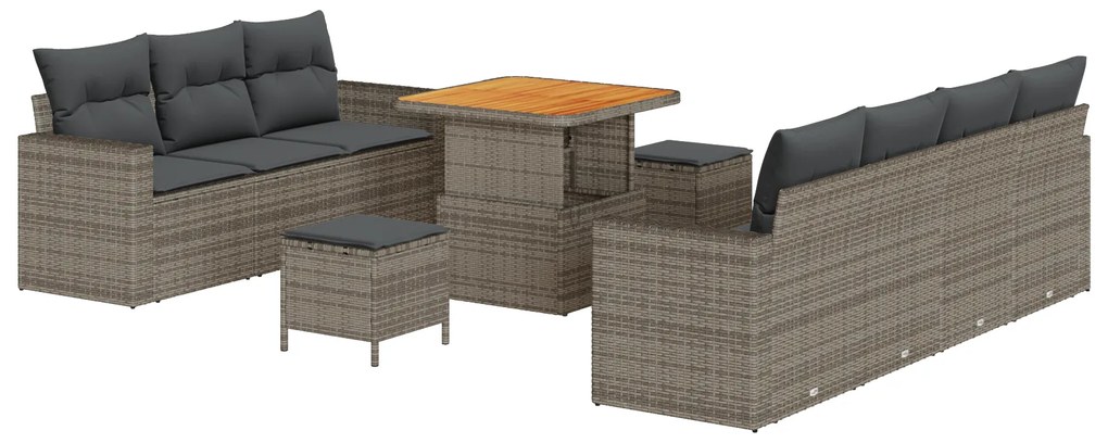 vidaXL Σετ Καναπέ Κήπου με μαξιλάρι 10 pcs Γκρι 80 x 80 x 71 cm
