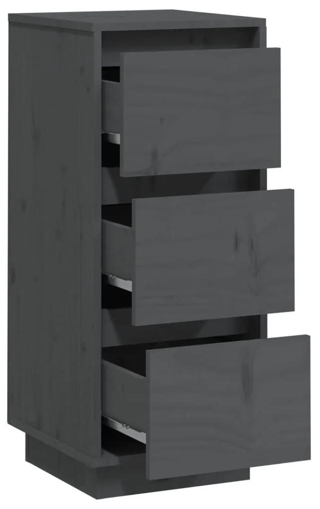 Συρταριέρες 2 τεμ. Γκρι 32 x 34 x 75 εκ. από Μασίφ Ξύλο Πεύκου - Γκρι