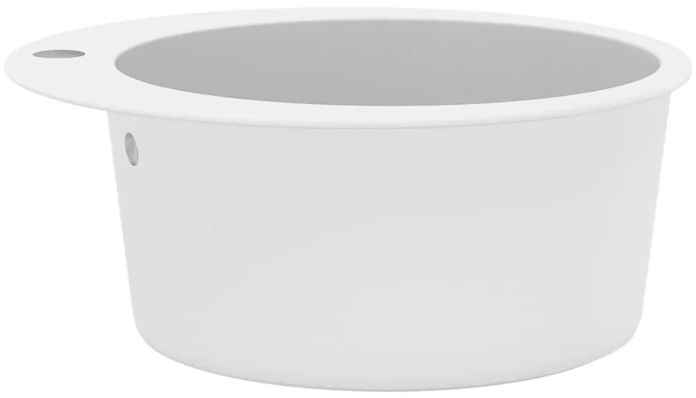 vidaXL Νεροχύτης με Μονή Γούρνα Στρογγυλός Λευκός Γρανιτένιος