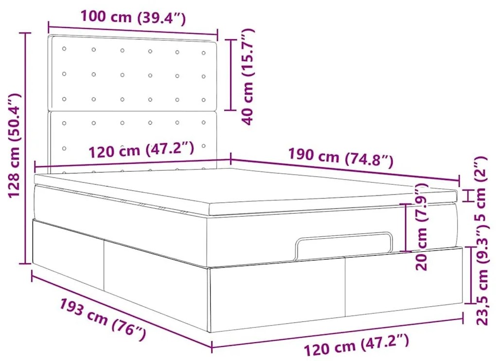 Οθωμανικό κρεβάτι με στρώμα μπλε 120x190 cm ύφασμα - Μπλε