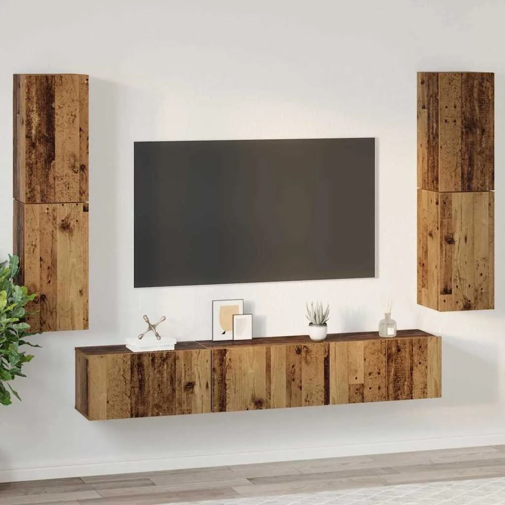 vidaXL Σετ επίπλου τηλεόρασης 7 pcs Παλαιό ξύλο 60 x 30 x 30 cm