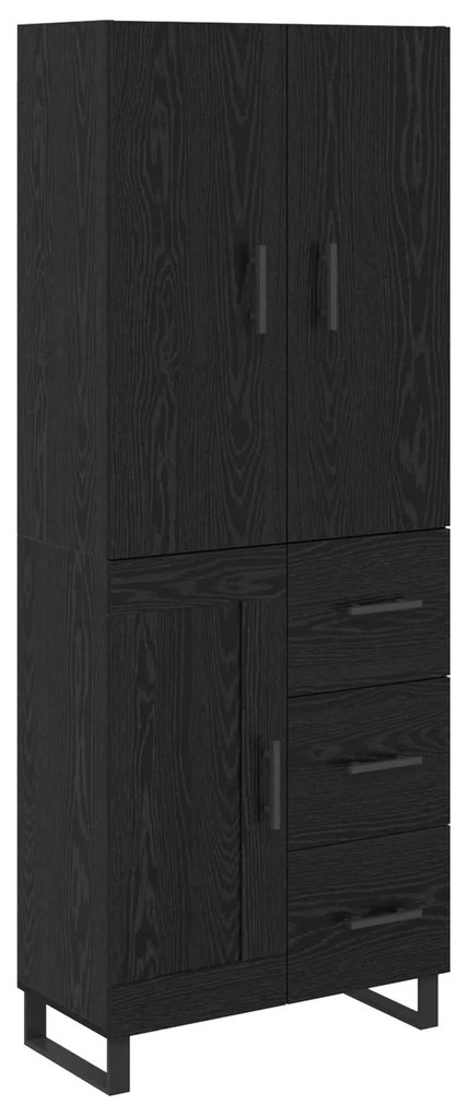 vidaXL Highboard με συρτάρι 2 pcs Μαύρη Οξυά Σύνθετο Ξύλο και Γυαλί