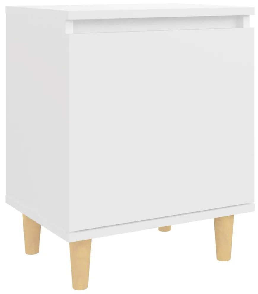 vidaXL Κομοδίνo Λευκό 40 x 30 x 50 εκ. με Μασίφ Ξύλινα Πόδια