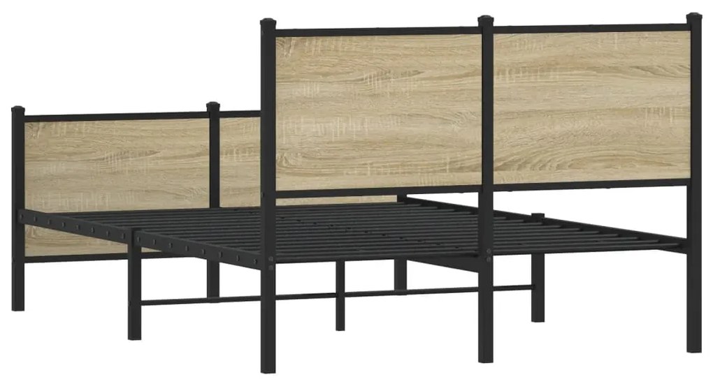 vidaXL Σκελετός Κρεβ. Χωρίς Στρώμα Sonoma Δρυς 120x190 εκ. Μεταλλικό