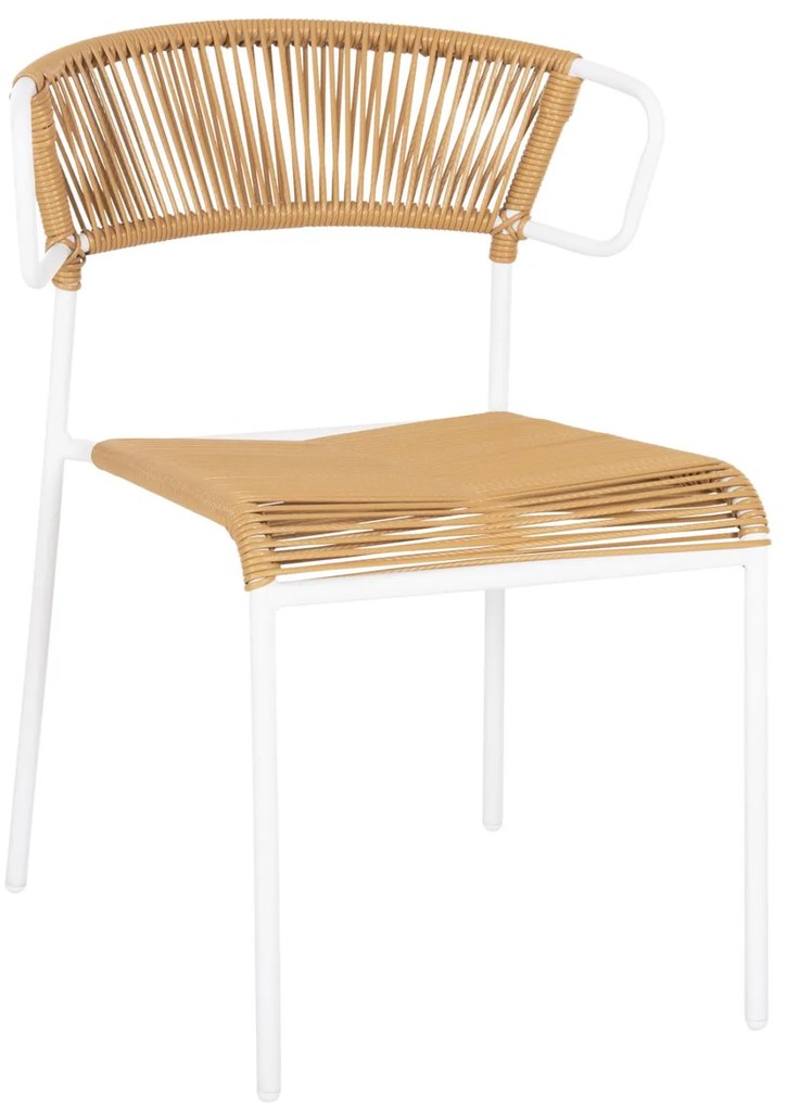 Καρέκλα SUKI C6053.01 Μέταλλο Λευκό και Συνθετικό Rattan Φυσικό 54x62x80Υεκ 54x62x80 εκ.