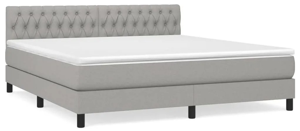 Κρεβάτι Boxspring με Στρώμα Ανοιχτό Γκρι 180x200 εκ. Υφασμάτινο - Γκρι