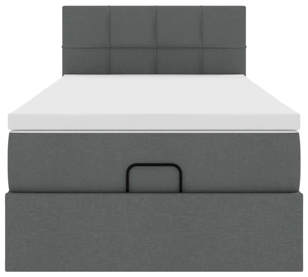 Οθωμανικό κρεβάτι με στρώμα σκούρο γκρι 90x190cm ύφασμα 3311422