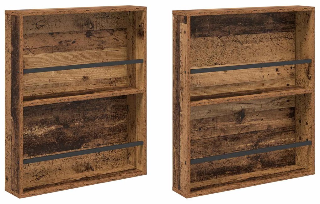 vidaXL Ράφι Περιοδικών με ράφι 2 pcs Παλιό ξύλο 60 x 12 x 70 εκ