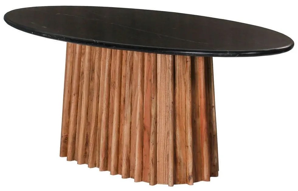 Τραπέζι Τραπεζαρίας Οβάλ Draxx HM9689 200x100x76cm Από Μασίφ Ξύλο Ακακίας Μάρμαρο Black Marble,Wood