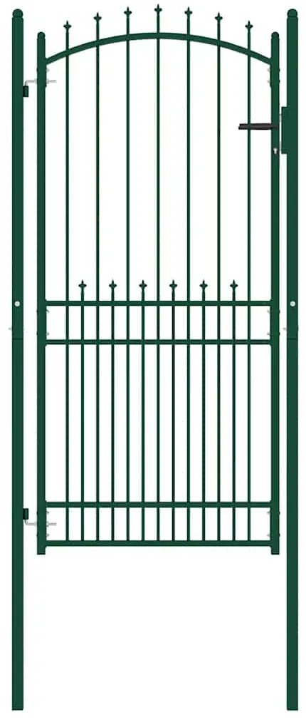 vidaXL Πόρτα Περίφραξης με Ακίδες Πράσινη 100 x 200 εκ. Ατσάλινη