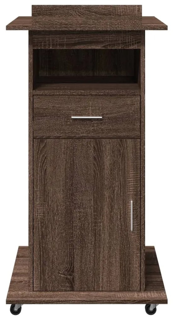vidaXL Αναλόγιο με Ροδάκια & Συρτάρι Καφέ Δρυς 55x55x107εκ. Επεξ. Ξύλο