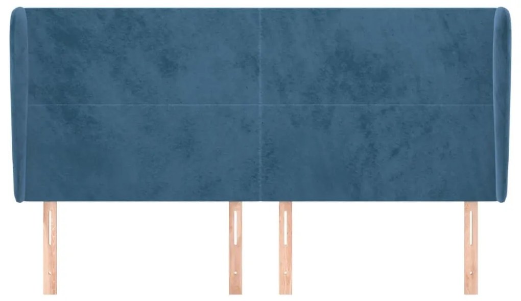 Κεφαλάρι με Πτερύγια Σκούρο Μπλε 163x23x118/128 εκ. Βελούδινο - Μπλε