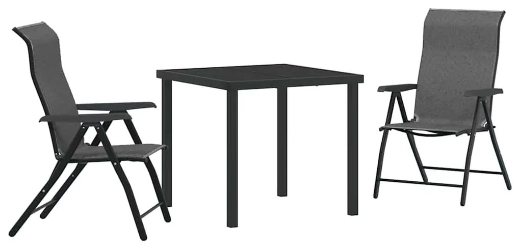 vidaXL Σέτ φαγητού για κήπο 3 pcs Γκρι Χάλυβας με επίστρωση πούδρας