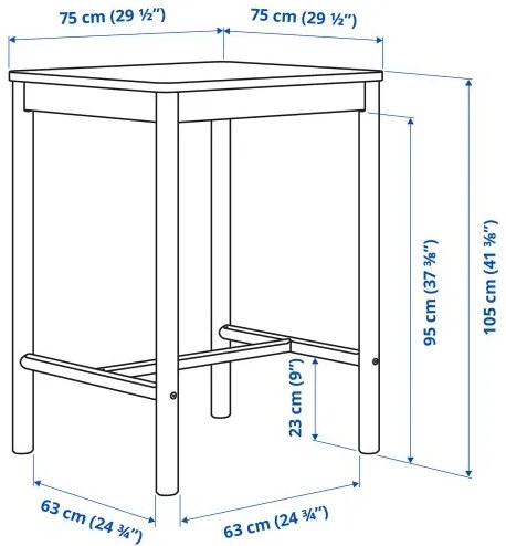 RÖNNINGE τραπέζι μπαρ, 75x75 cm 505.112.30