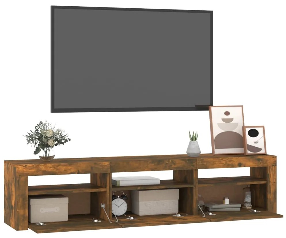 vidaXL Έπιπλο Τηλεόρασης με LED Καπνιστή Δρυς 180x35x40 εκ.