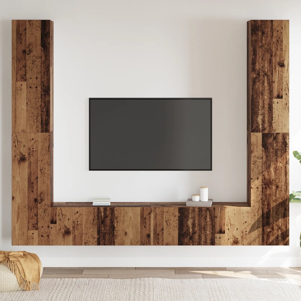 vidaXL Σετ επίπλου τηλεόρασης 6 pcs Καφέ 221 x 30 x 180 εκ.