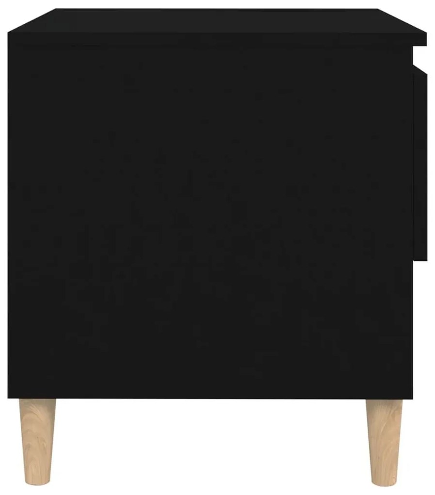 Κομοδίνα 2 τεμ. Μαύρα 50x46x50 εκ. από Επεξεργασμένο Ξύλο - Μαύρο