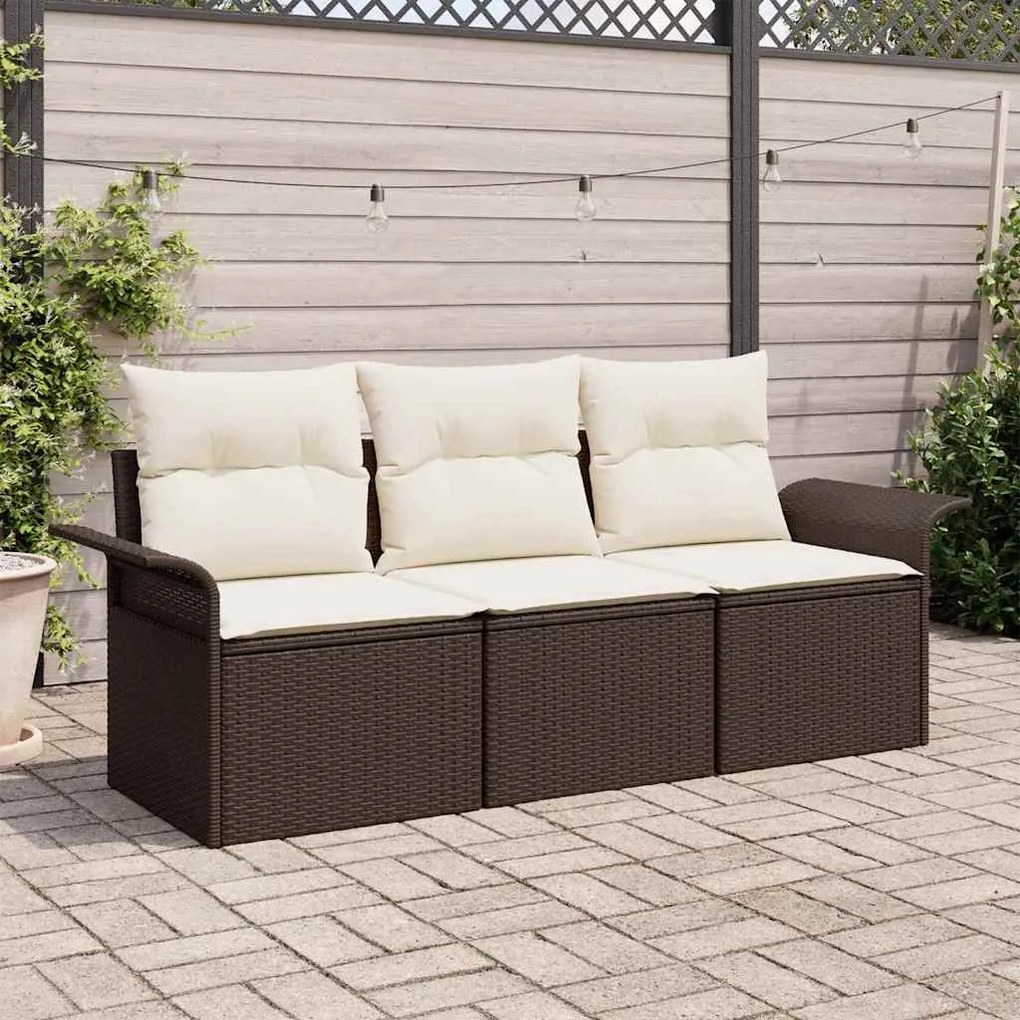 vidaXL Σετ Καναπέ Κήπου 3 pcs Καφέ 196 x 62 x 85εκ συνθετικό ρατάν
