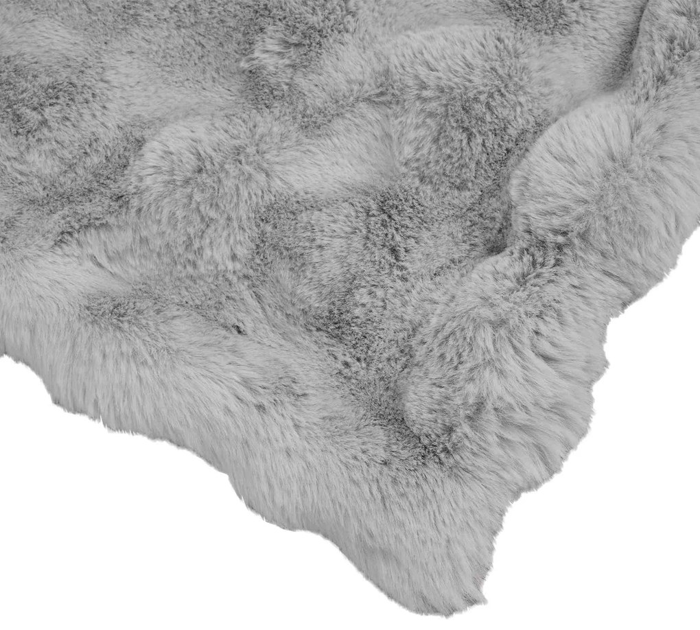 vidaXL Ψεύτικη κουβέρτα από κουνέλι Γκρι 220 x 240 cm Πολυεστέρας
