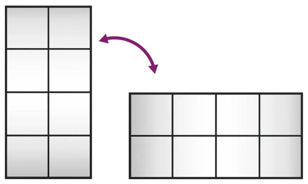 Καθρέφτης Ορθογώνιος Μαύρος 40 x 80 εκ. από Σίδερο - Μαύρο