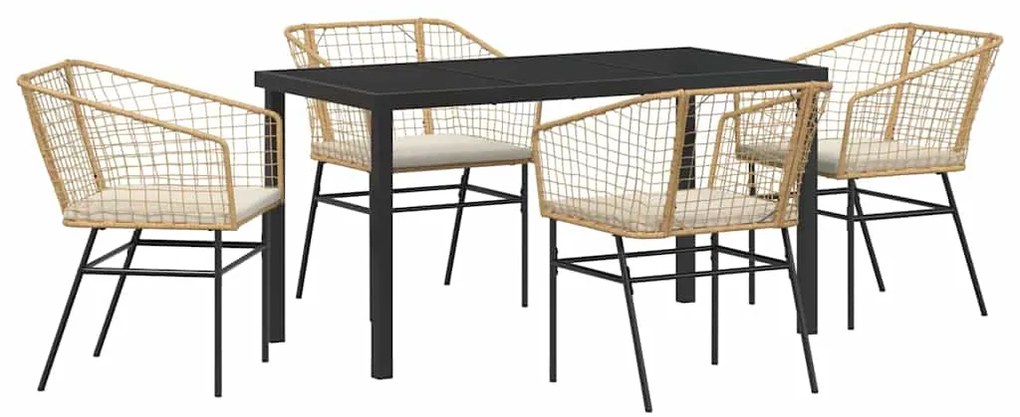 vidaXL Σέτ φαγητού για κήπο 5 pcs Καφέ συνθετικό ρατάν