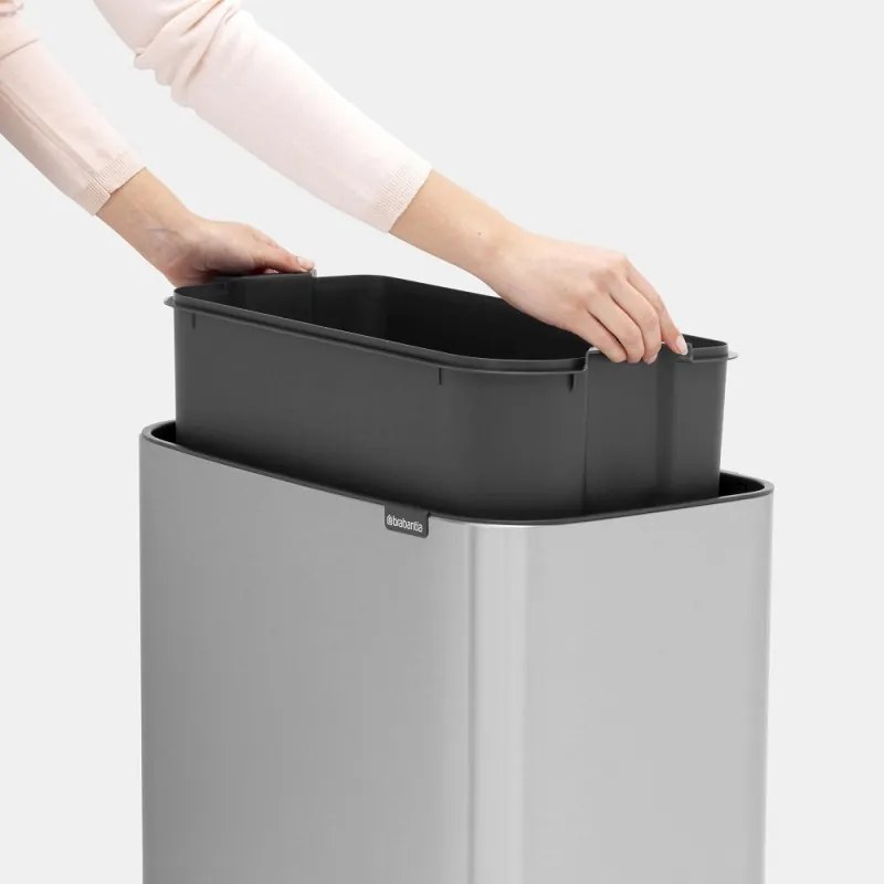 Κάδος απορριμμάτων Brabantia Bo Touch 36L, Ομαλό και αθόρυβο άνοιγμα, Μεγάλο άνοιγμα, Λευκό