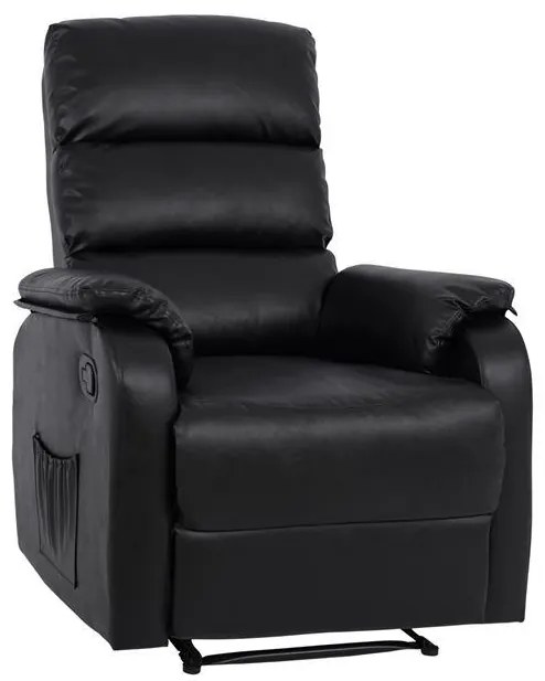 Πολυθρόνα C8316.01 με Μηχανισμό Relax - Massage & PU Μαύρο 78x97x97 εκ. 78x97x97 εκ.