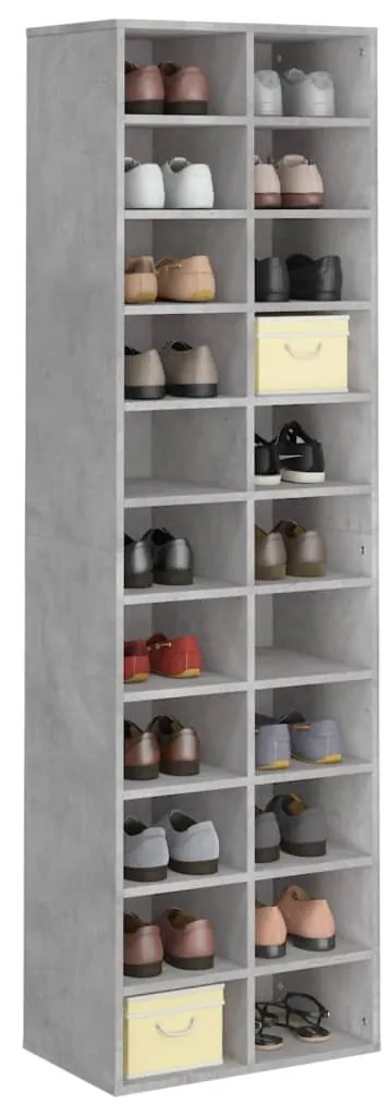 vidaXL Παπουτσοθήκη Γκρι Σκυροδέματος 54x34x183 εκ. Επεξεργασμένο Ξύλο