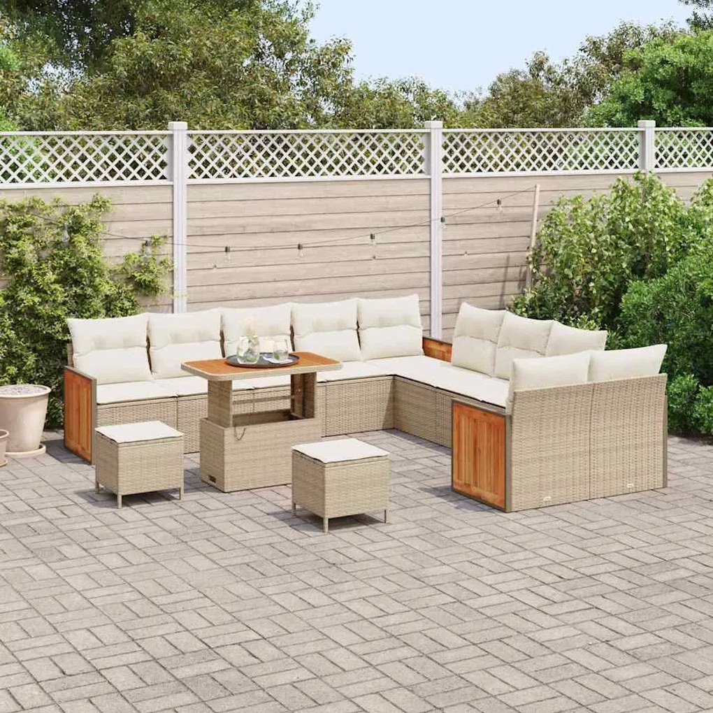vidaXL Σετ Καναπέ Κήπου 13 pcs μπεζ και κρεμ 90 x 55 x 71 cm