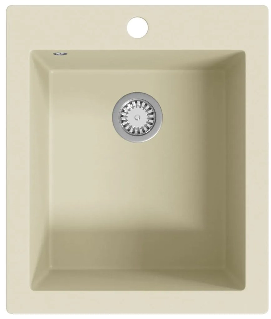 vidaXL Νεροχύτης με Μονή Γούρνα Μπεζ Γρανιτένιος