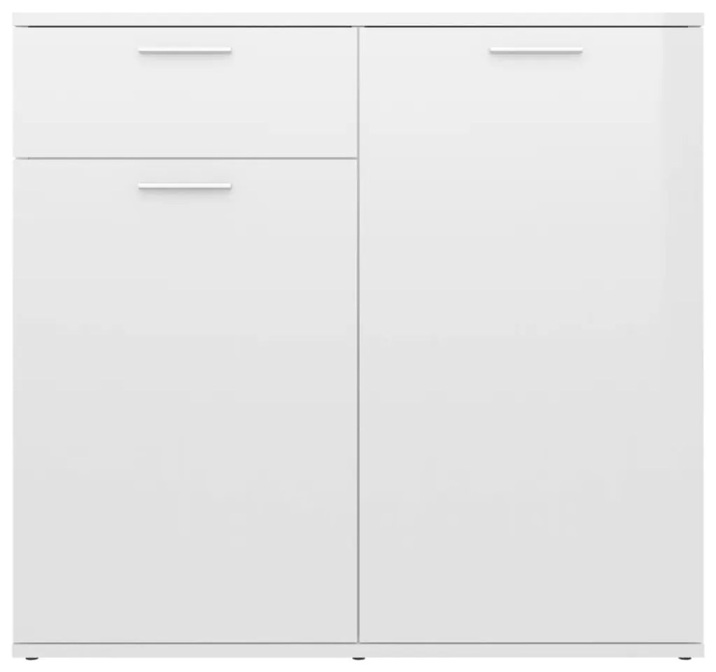 Ντουλάπι με Συρτάρι Γυαλιστερό Λευκό 80x36x75 εκ. Επεξ. Ξύλο - Λευκό