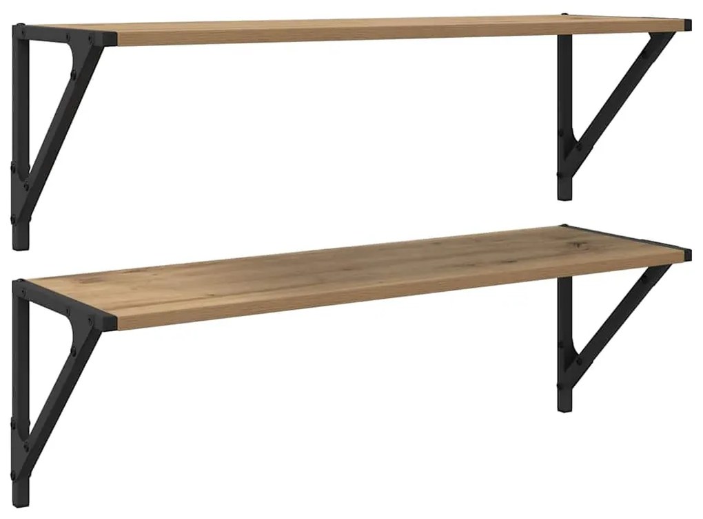 vidaXL Ράφια Τοίχου με ράφι 2 pcs Artisan Oak 80 x 25 x 25,5 cm