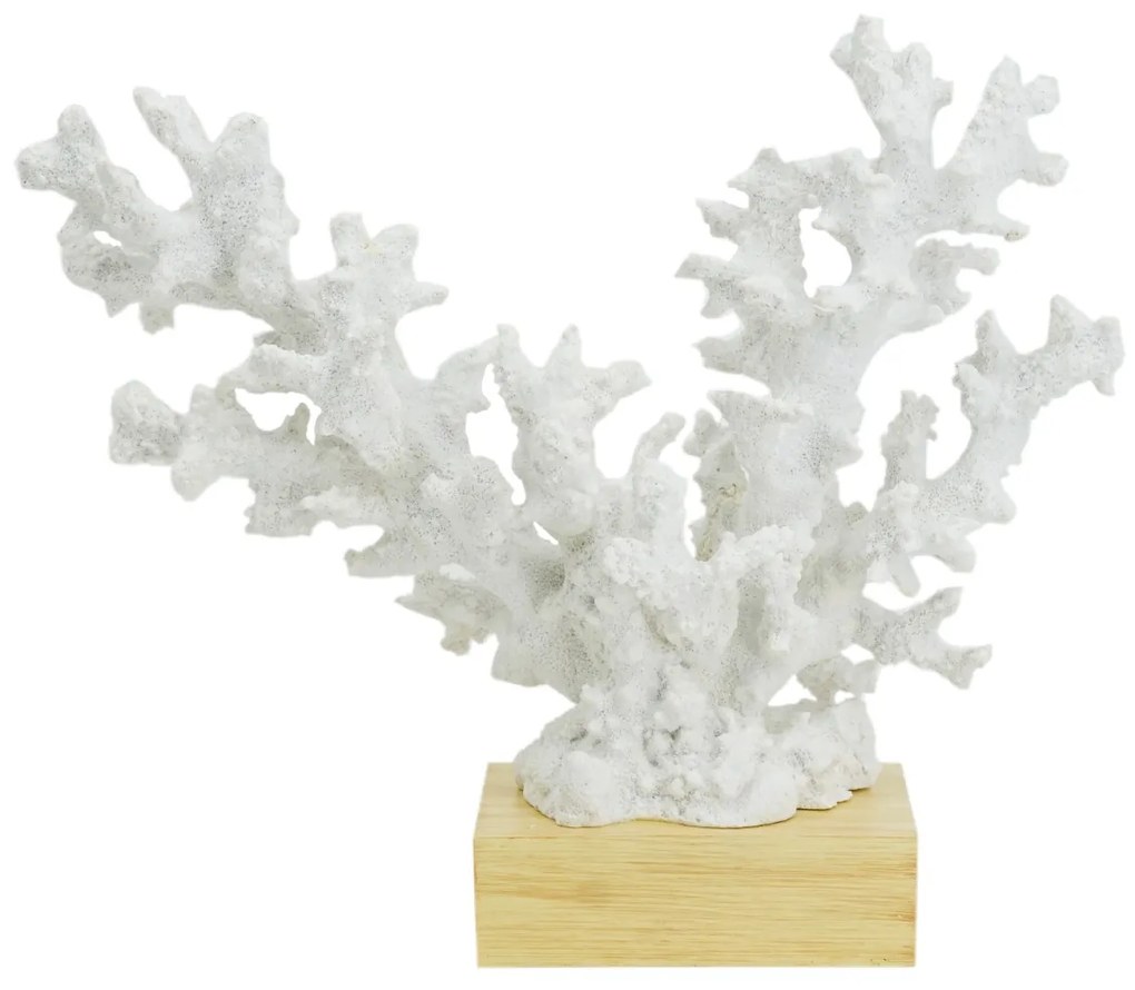 Artekko Coral Διακοσμητικό Κοράλλι σε Βάση Ρητίνη Ξύλο Λευκό (34x13x29)cm Artekko 70533