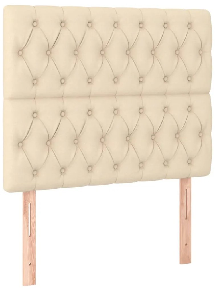 vidaXL Κρεβάτι Boxspring με Στρώμα Κρεμ 90x200 εκ.Υφασμάτινο