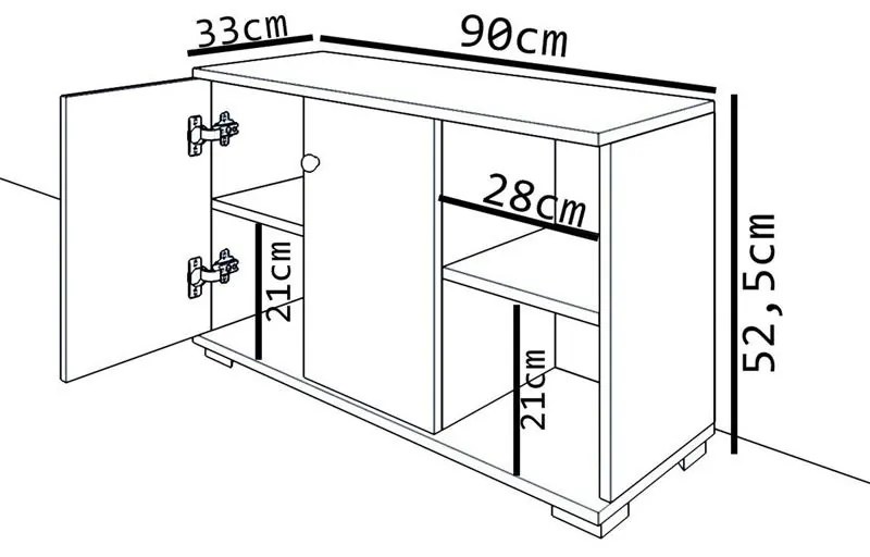 Έπιπλο εισόδου Deril λευκό μελαμίνης 90x33x52.5εκ