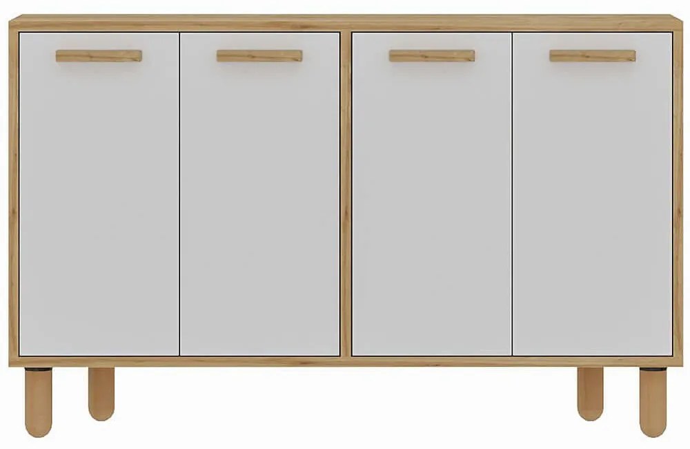 Μπουφές Venedik 327ODS1283 120x29,6x73,6cm Oak-White Μοριοσανίδα, Μελαμίνη