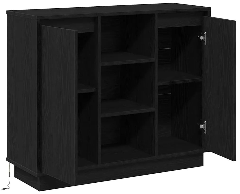 vidaXL Κομοδίνο με ράφι Μαύρη Οξυά 90 x 32 x 75 εκ Επεξεργασμένο ξύλο