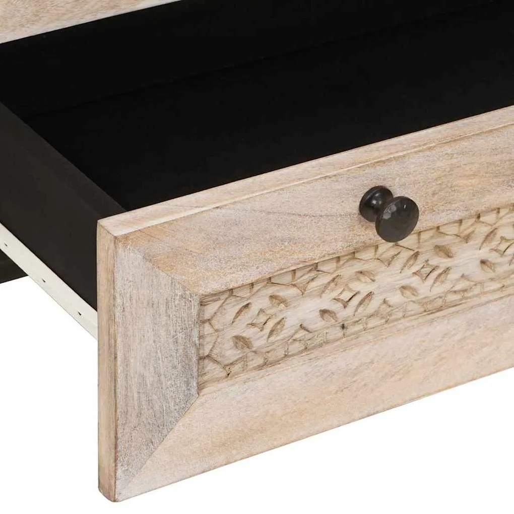 vidaXL Highboard με συρτάρι Λευκό 60 x 33 x 100 εκ. Μασίφ ξύλο μάνγκο