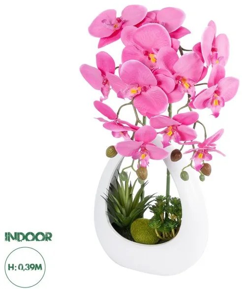 Artificial Garden HOT PINK ORCHID 21127 Διακοσμητικό Φυτό Έντονο Ροζ Ορχιδέα Υ39cm Globostar-21127-Φούξια 21127