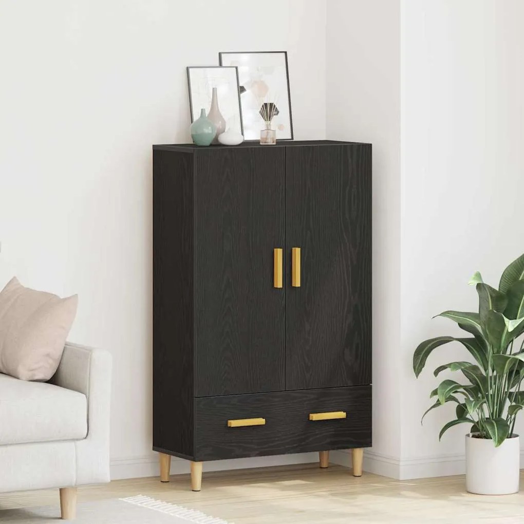 vidaXL Highboard με συρτάρι Μαύρο 70 x 31 x 115 εκ Επεξεργασμένο ξύλο